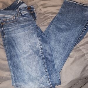 American Eagle Outfitters Straight Leg Kick Boot Blue Jeans